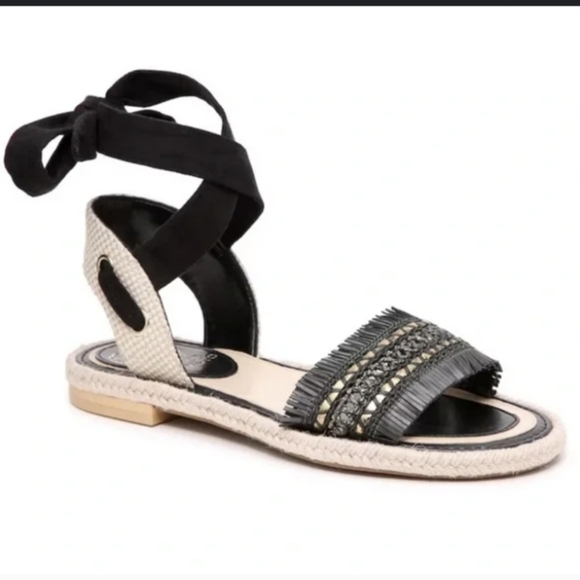 Vince camuto Black jute kimono sandals sz 7.5 new. - Picture 1 of 9
